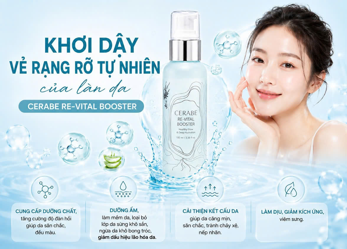 Cerabe Re-Vital Booster trở thành lựa chọn phù hợp trong quy trình chăm sóc da hằng ngày