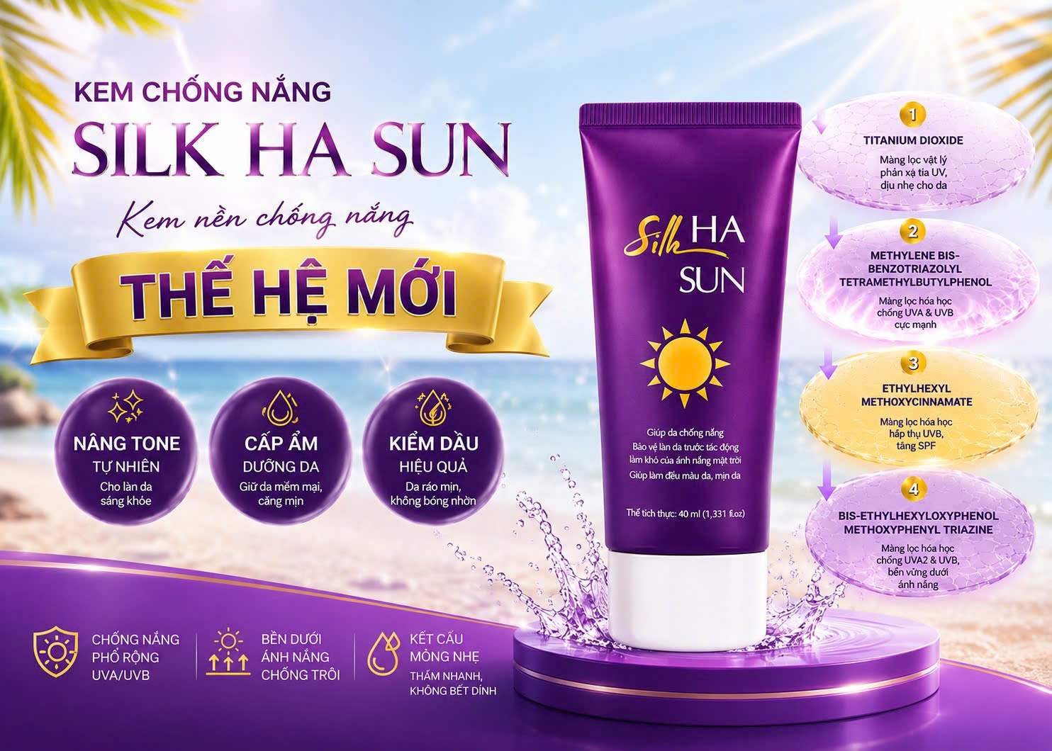Hệ màng lọc hỗ trợ bảo vệ da trước tia UV